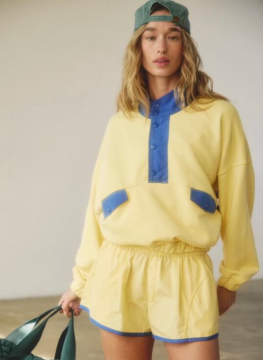Free People Tops - Free People Movement World Tour Two-Piece Set Yellow Blue Jacket + Shorts Size M